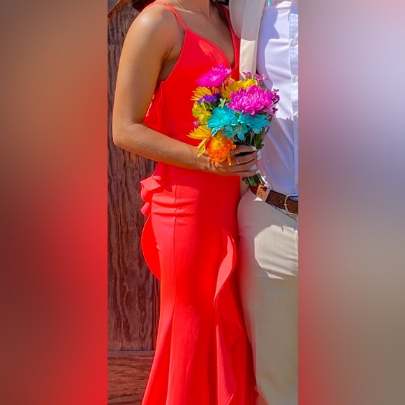 Dresses & Skirts - Beautiful prom dress.  Bright coral color.  Worn once and has been cleaned.